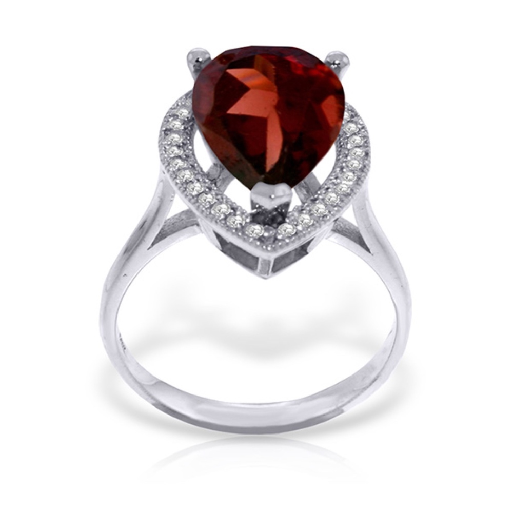 14K SOLID GOLD RING WITH NATURAL DIAMONDS & GARNET - Picture 2 of 5